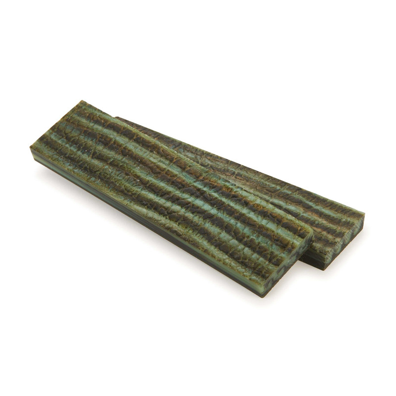 Poly Resin Knife Scales - 3/8" x 2" x 7" - Green Tortoise - Pair